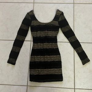 Black and gold mini dress